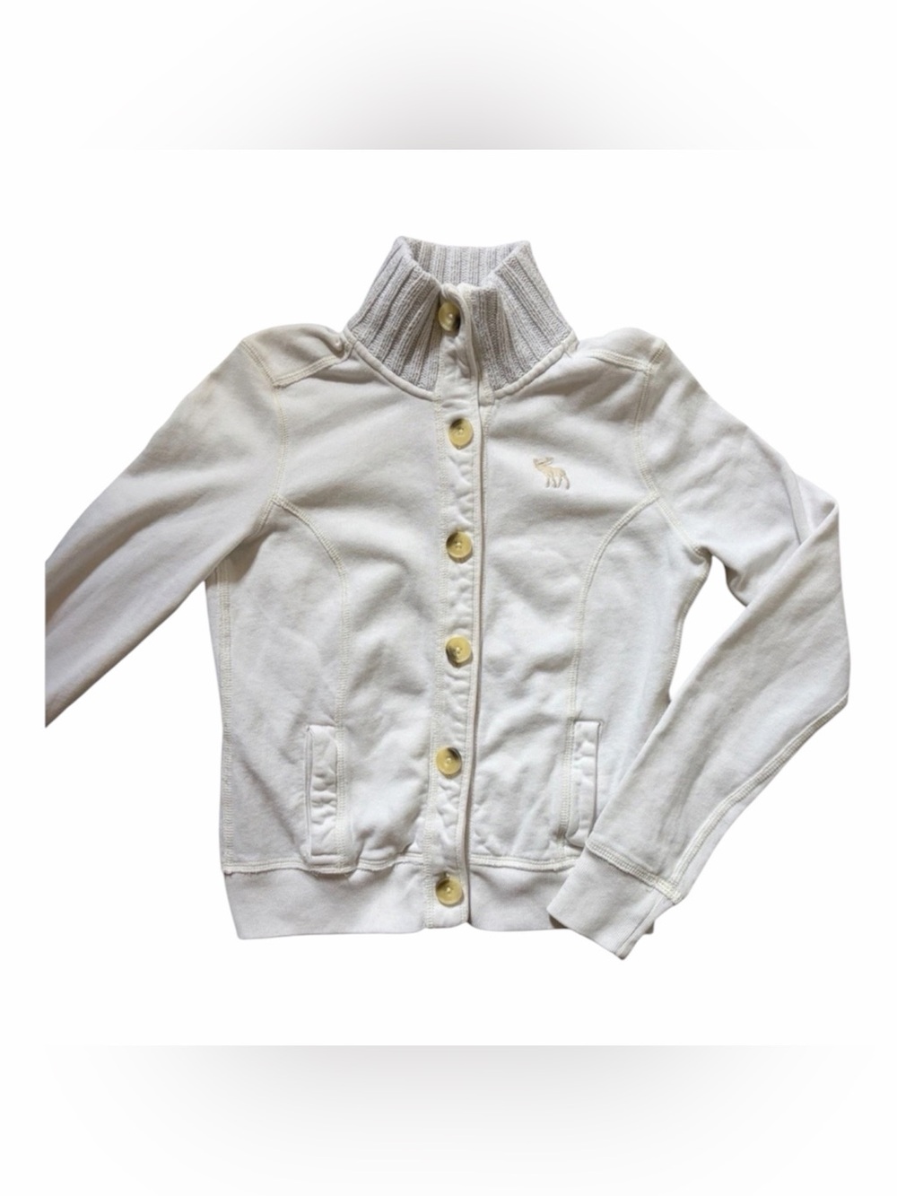 Abercrombie & Fitch Vintage Womens Size Small Knit Cardigan Sweater Y2K White